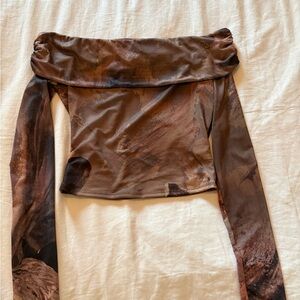 NWOT Elegant Off-Shoulder Brown Top